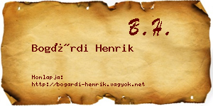 Bogárdi Henrik névjegykártya
